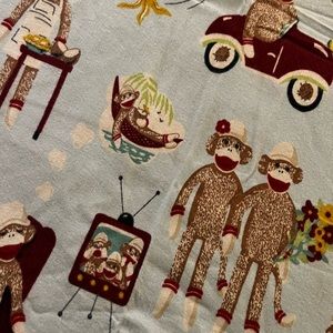 Nick & Nora Sock Monkey Flat Sheet Twin